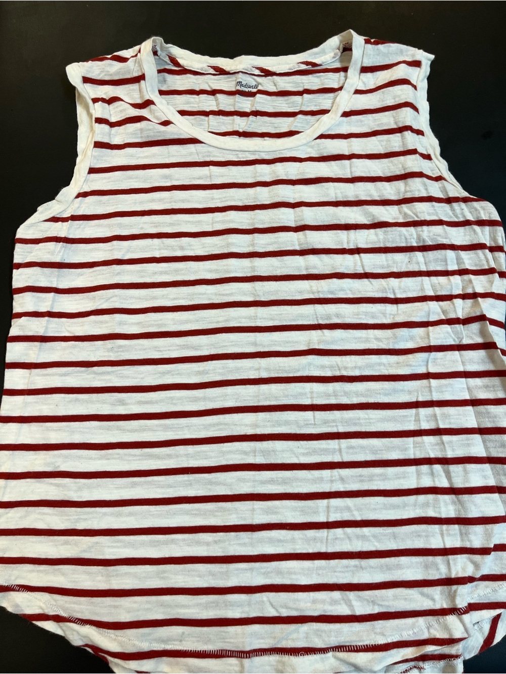 Madewell Red & White Striped Tank Top
